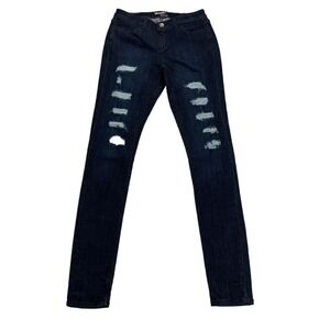 Wrangler Jeans Womens 3/33 Skinny Leg Distressed Denim Blue Stretch Boho 29x33